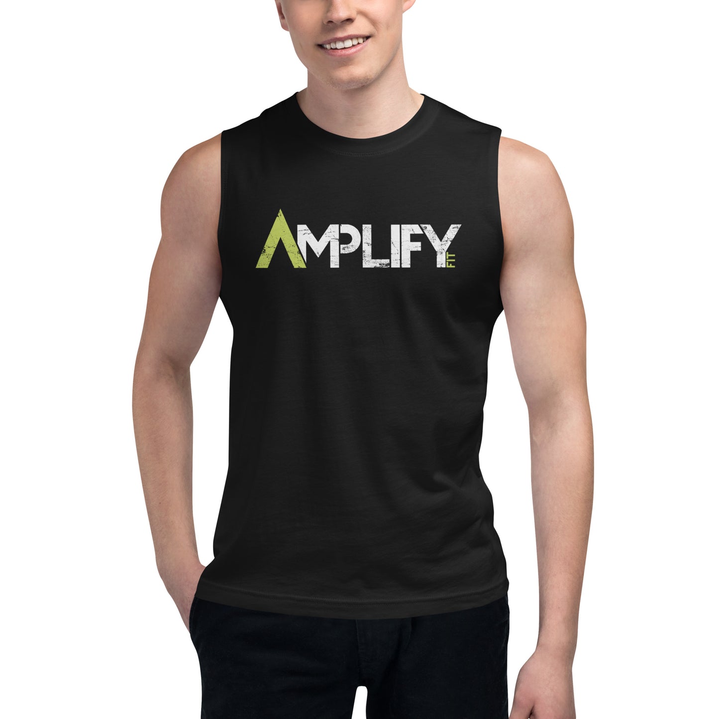 Sleeveless - Black - Amplify Fit Logo - Green