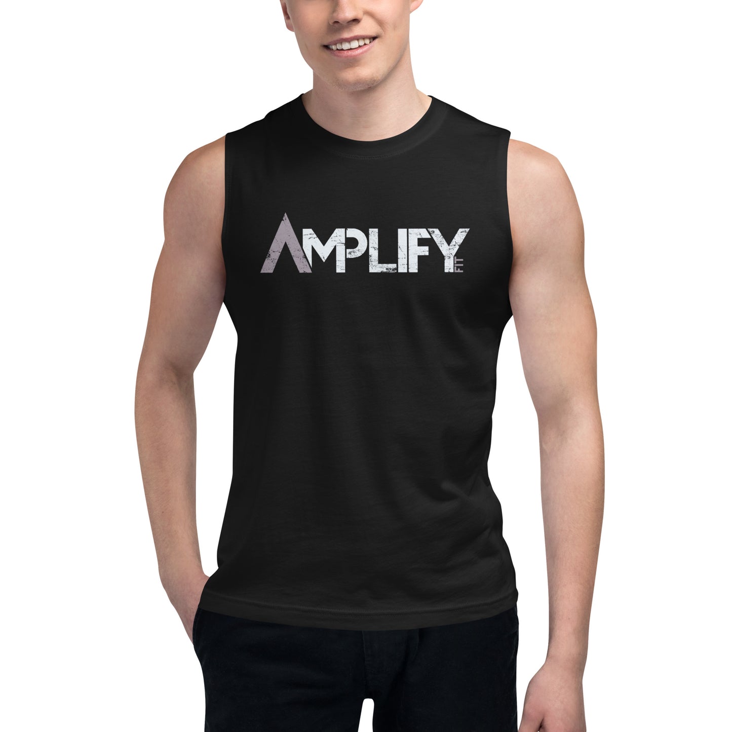 Sleeveless - Black - Amplify Fit Logo - Purple