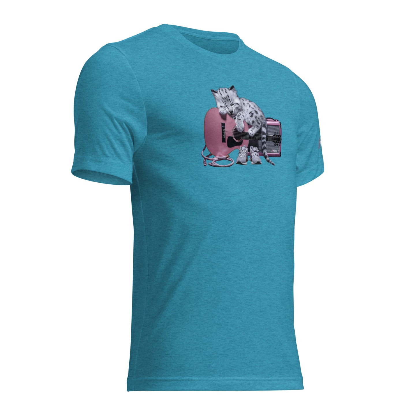 Tri-Blend Ultra Soft T-Shirt - Snow Leopard Pink Acoustic Guitar