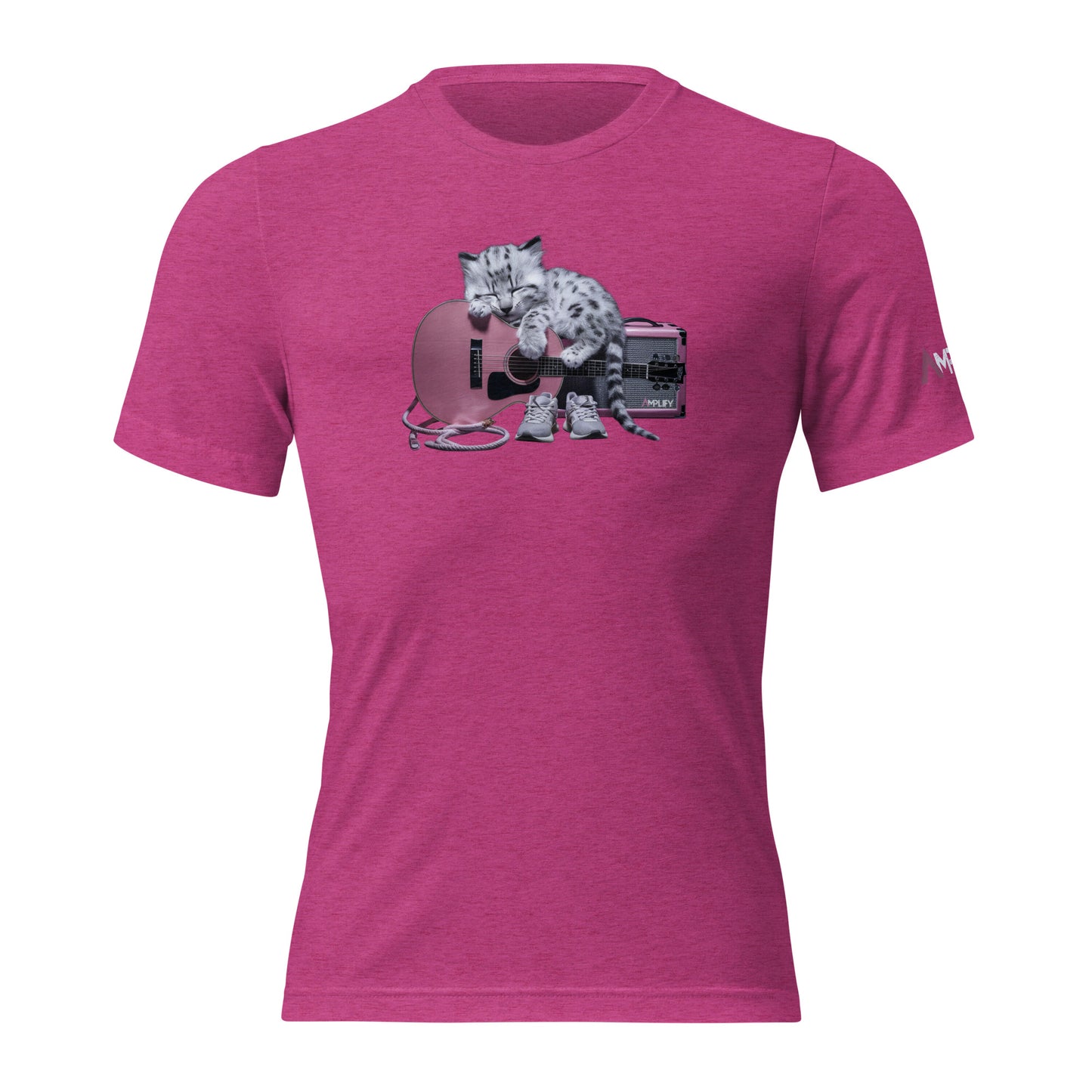 Tri-Blend Ultra Soft T-Shirt - Snow Leopard Pink Acoustic Guitar