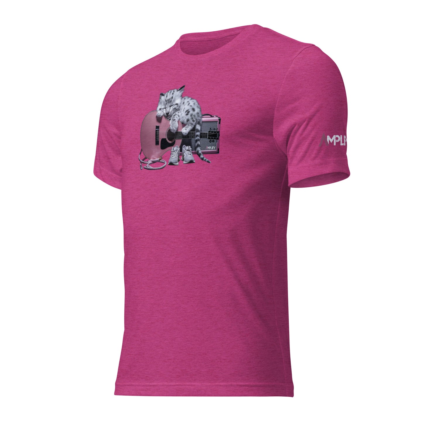 Tri-Blend Ultra Soft T-Shirt - Snow Leopard Pink Acoustic Guitar