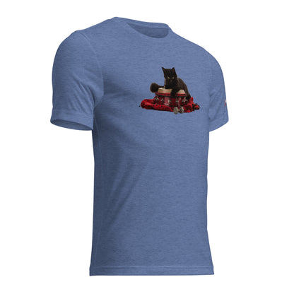 Tri-Blend Ultra Soft T-Shirt - Black Cat Shamanic Drum Red