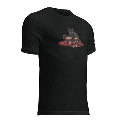 Tri-Blend Ultra Soft T-Shirt - Black Cat Shamanic Drum Red