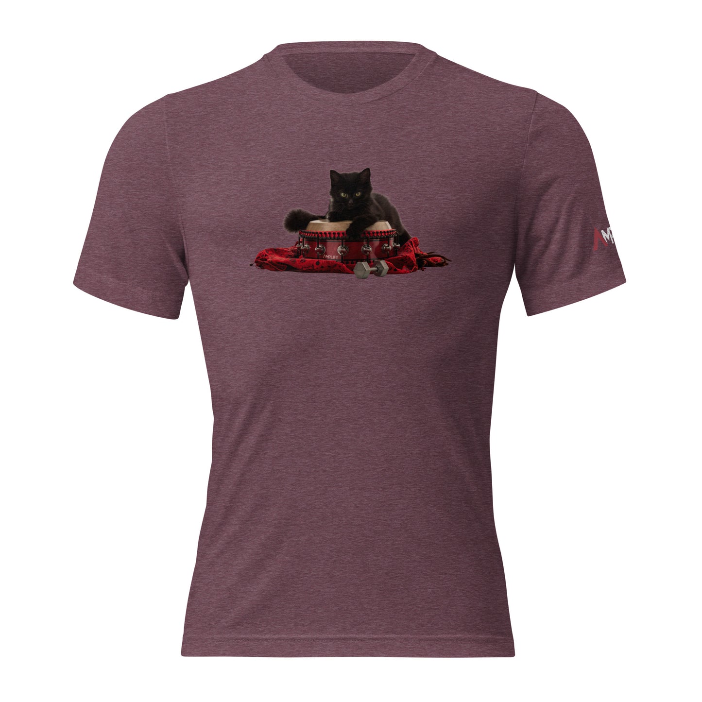 Tri-Blend Ultra Soft T-Shirt - Black Cat Shamanic Drum Red