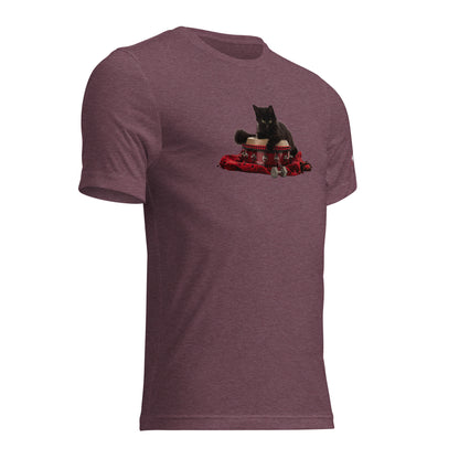 Tri-Blend Ultra Soft T-Shirt - Black Cat Shamanic Drum Red