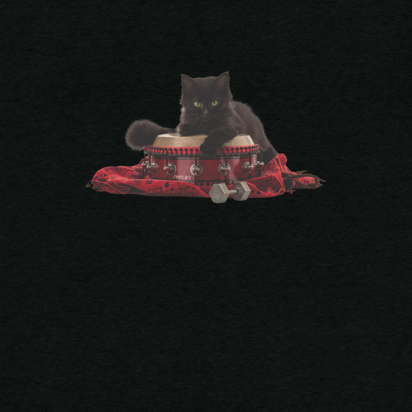 Tri-Blend Ultra Soft T-Shirt - Black Cat Shamanic Drum Red