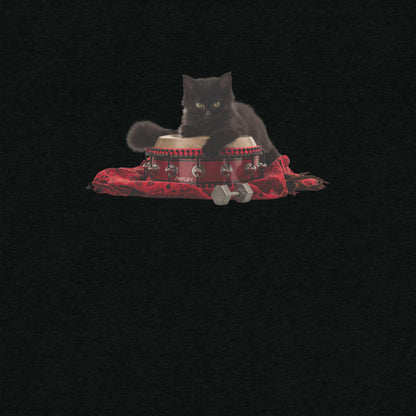 Tri-Blend Ultra Soft T-Shirt - Black Cat Shamanic Drum Red