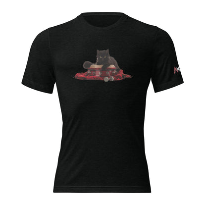 Tri-Blend Ultra Soft T-Shirt - Black Cat Shamanic Drum Red