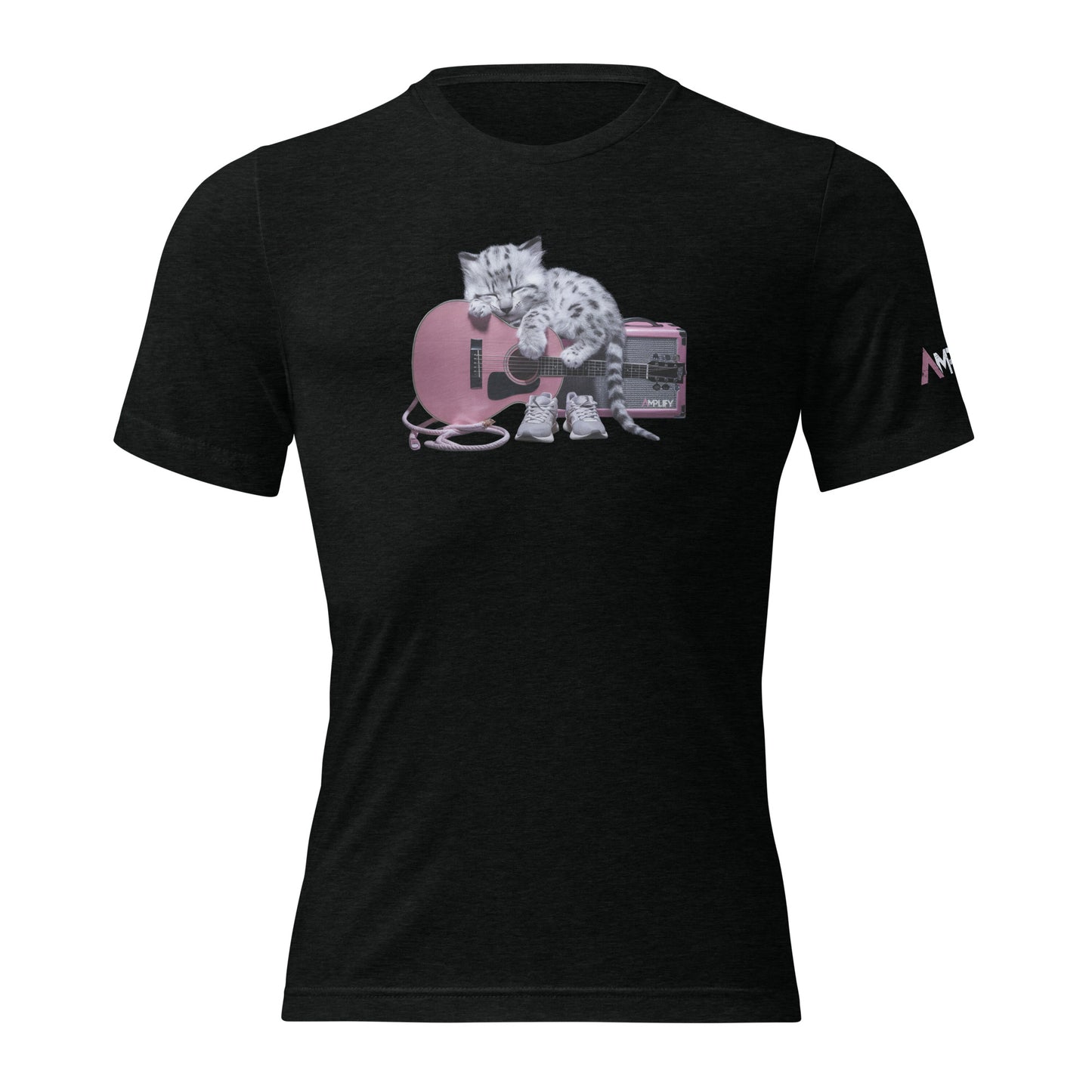 Tri-Blend Ultra Soft T-Shirt - Snow Leopard Pink Acoustic Guitar