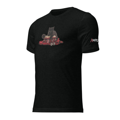 Tri-Blend Ultra Soft T-Shirt - Black Cat Shamanic Drum Red