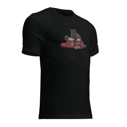 Tri-Blend Ultra Soft T-Shirt - Black Cat Shamanic Drum Red