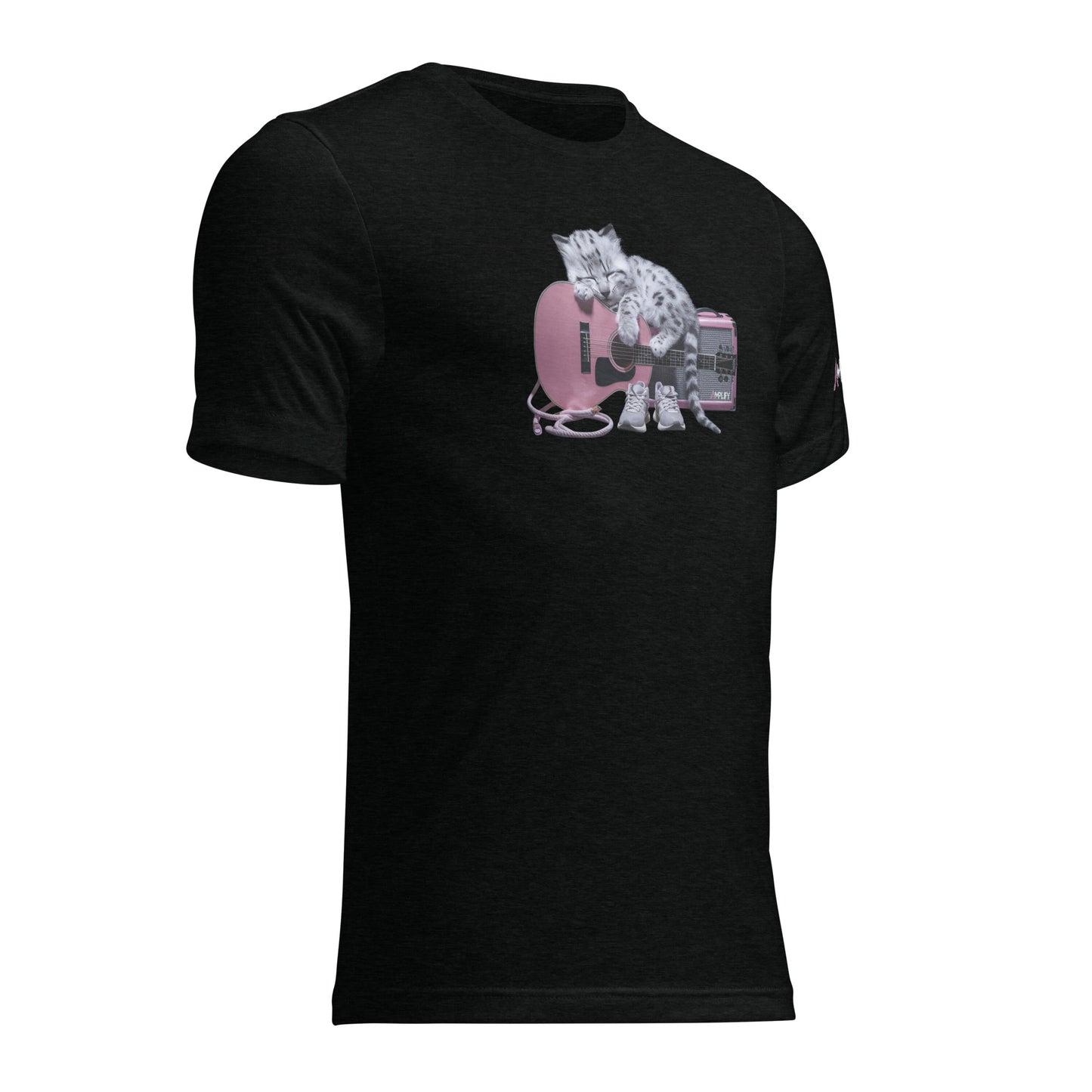 Tri-Blend Ultra Soft T-Shirt - Snow Leopard Pink Acoustic Guitar