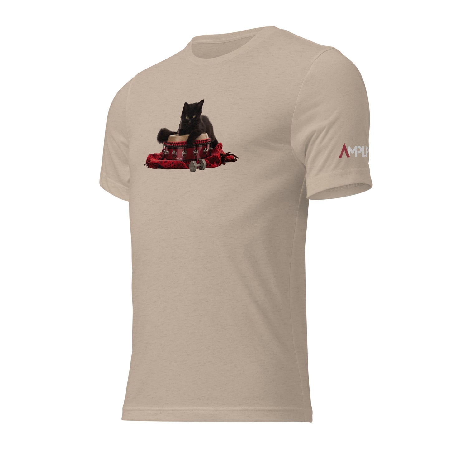 Tri-Blend Ultra Soft T-Shirt - Black Cat Shamanic Drum Red