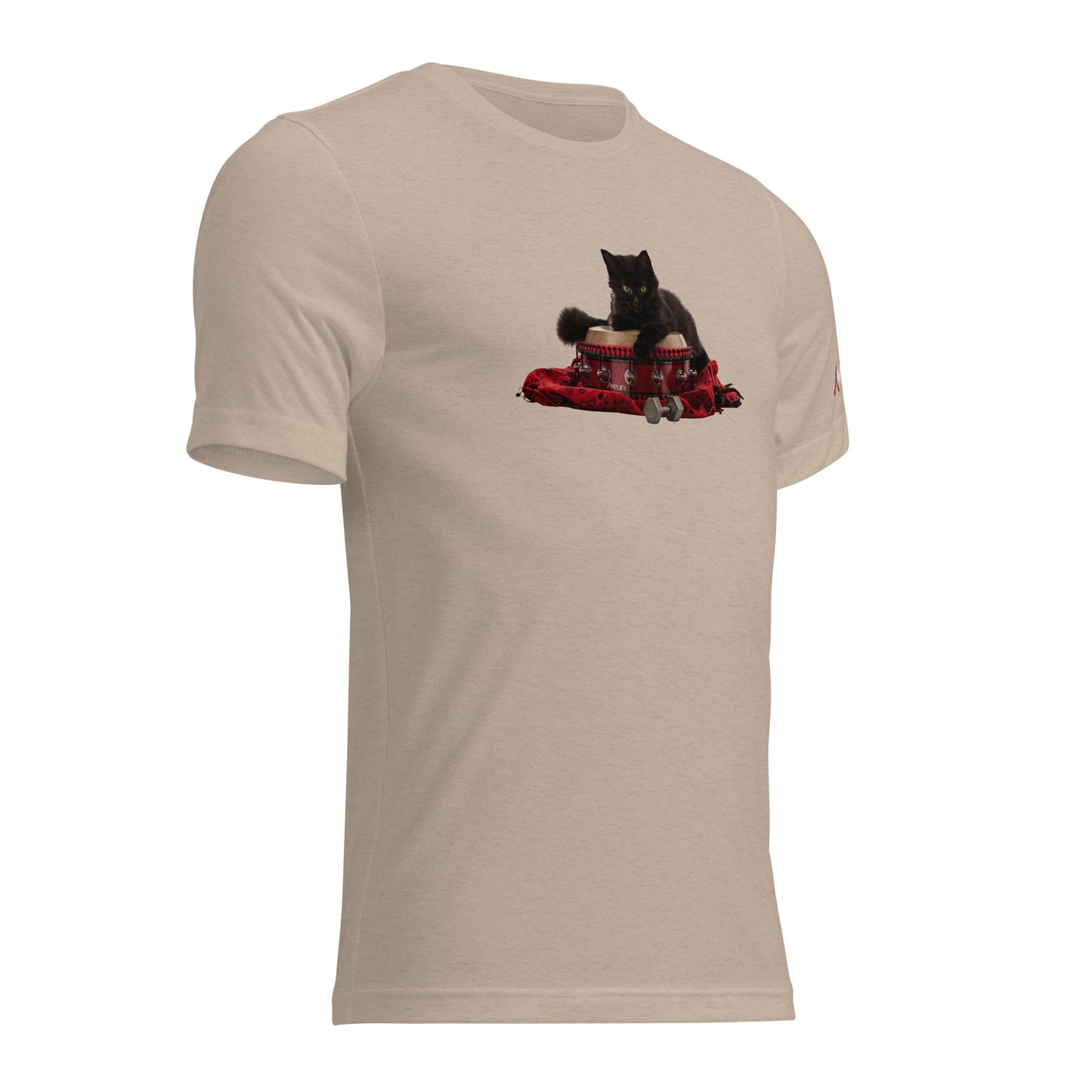 Tri-Blend Ultra Soft T-Shirt - Black Cat Shamanic Drum Red